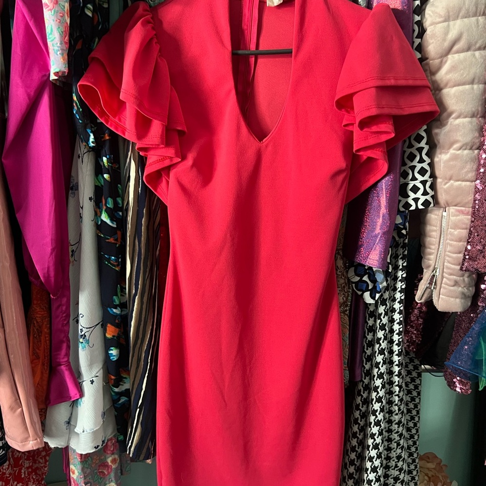 Fashion Nova Red Ruffled Sheath Mini Dress